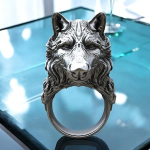 Handmade Sterling Silver Wolf Ring - Powerful Animal Jewelry
