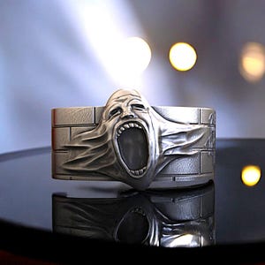 Screaming Wall Ring: Gothic Horror 925 Sterling Silver Statement Jewelry