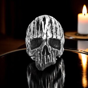 Oxidized Sterling Silver Skull Ring - Gothic Biker Jewelry