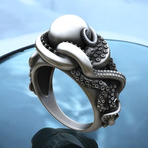 Handmade Sterling Silver Octopus Ring: Nautical Sea Creature Jewelry