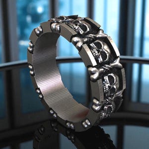 Handmade Sterling Silver Skull Ring: Gothic Biker Jewelry