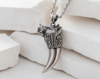 スパルタン レオニダス 最大の狼の牙ネックレスペンダント (長さ2