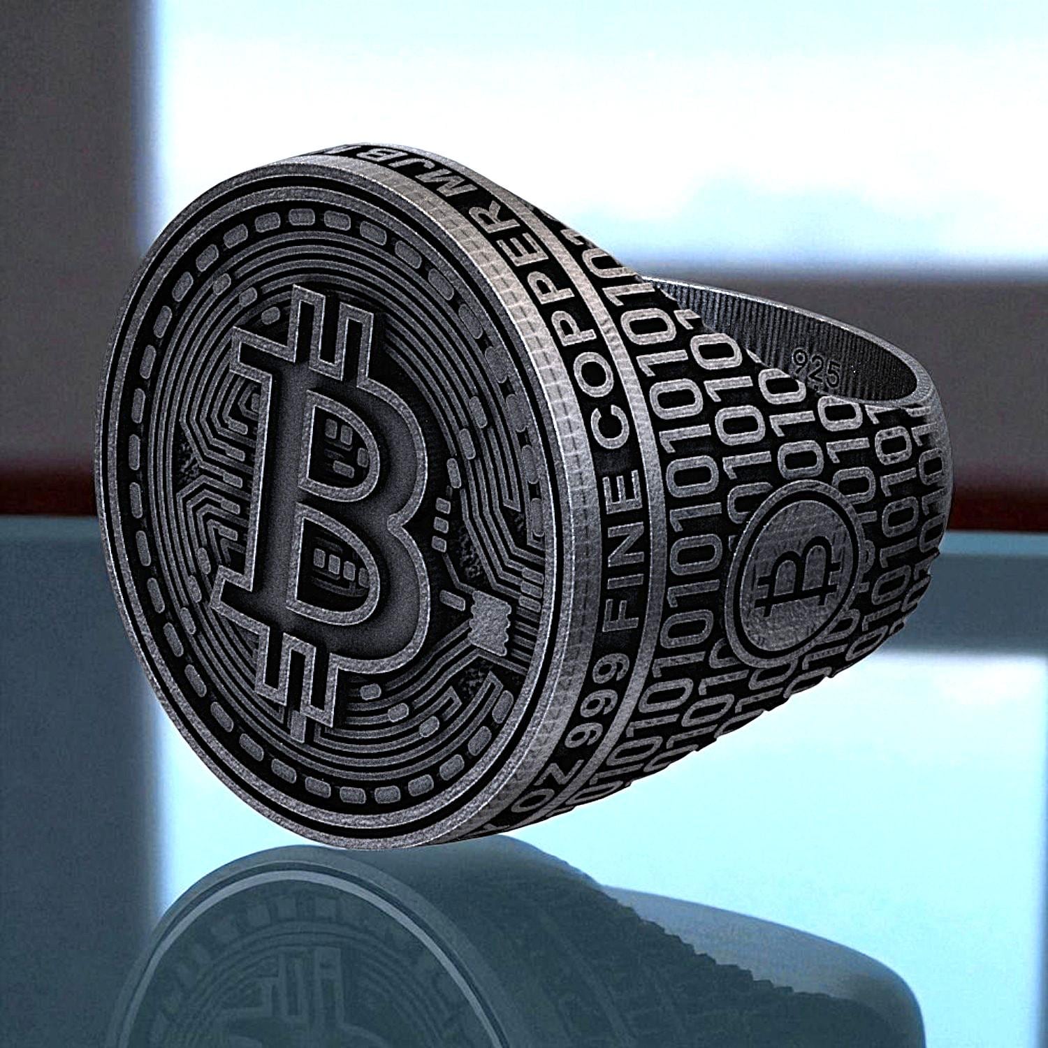 Bitcoin Ring: 925 Sterling Silver Crypto Signet - Blockchain Jewelry - Etsy  Israel