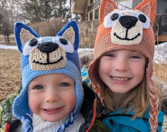 Häkelanleitung - Blauer Hund Häkelhut-Muster, Earflap Häkelhut, Welpen Häkelhut, Blauer Hund Halloween Kostüm Häkelanleitung