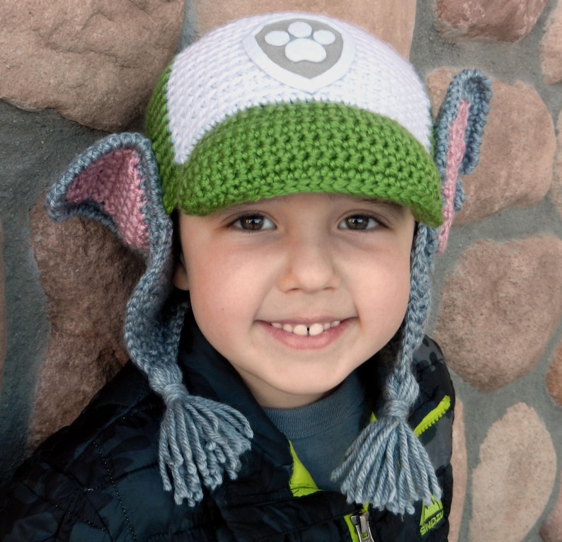Recycle rescue dog crochet hat pattern with earflaps