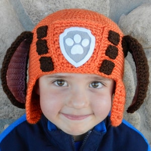 Water rescue dog crochet hat pattern with earflaps