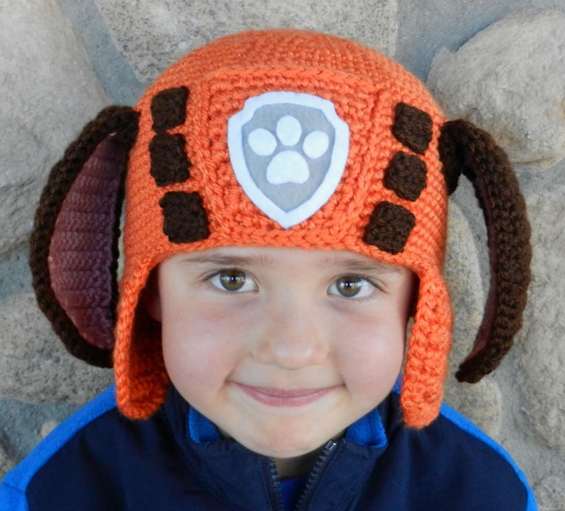 Water rescue dog crochet hat pattern with earflaps