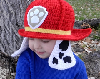 Crochet Firefighter Dog Hat Pattern – Fire Rescue Puppy Costume (PDF Pattern)