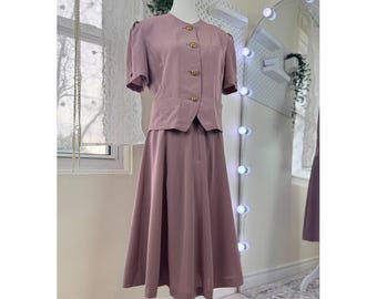 Vintage Japanese Two Piece Set Dress Suit Women Structured Short Sleeve Blazer Midi Skirt Set Minimalist Workwear Office Outfit 90s Set Up