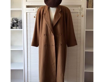Vintage Allegrezza 100% Cashmere Long Coat Oversized Tailored Double Breasted Coat Luxury Winter Fall Outerwear for Women Classic Minimalist