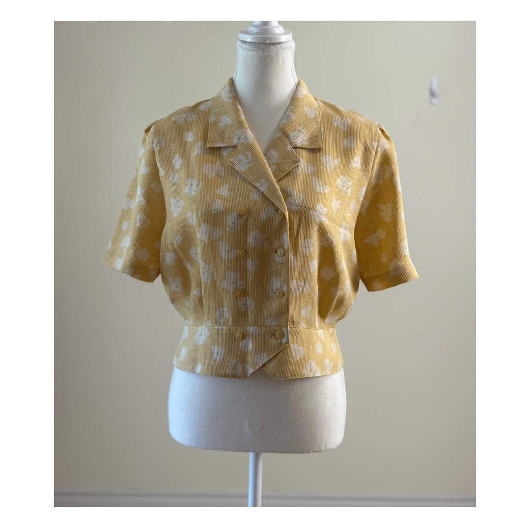 vintage blouse❤︎ Vintage 80s Dolman Sleeve Retro Blouse, New Wave Button Down