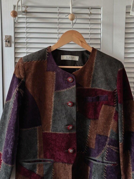 Vintage Velvet Patchwork Style Jacket - image 2