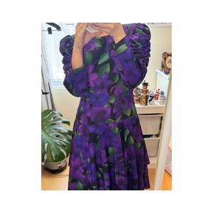 Vintage Floral Puff Sleeve Dress – Elegant & Romantic