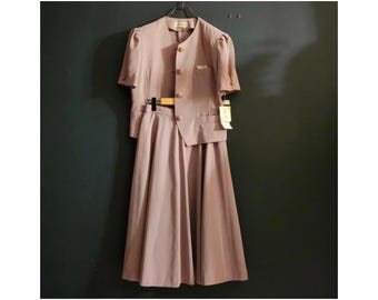 Conjunto de saia vintage lavanda de duas peças | Traje retrô feminino | Convidada de casamento / Conjunto primavera-verão