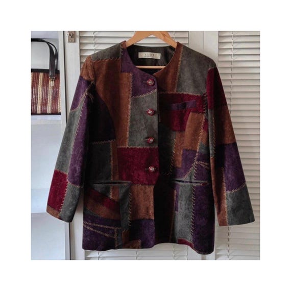 Vintage Velvet Patchwork Style Jacket - image 1