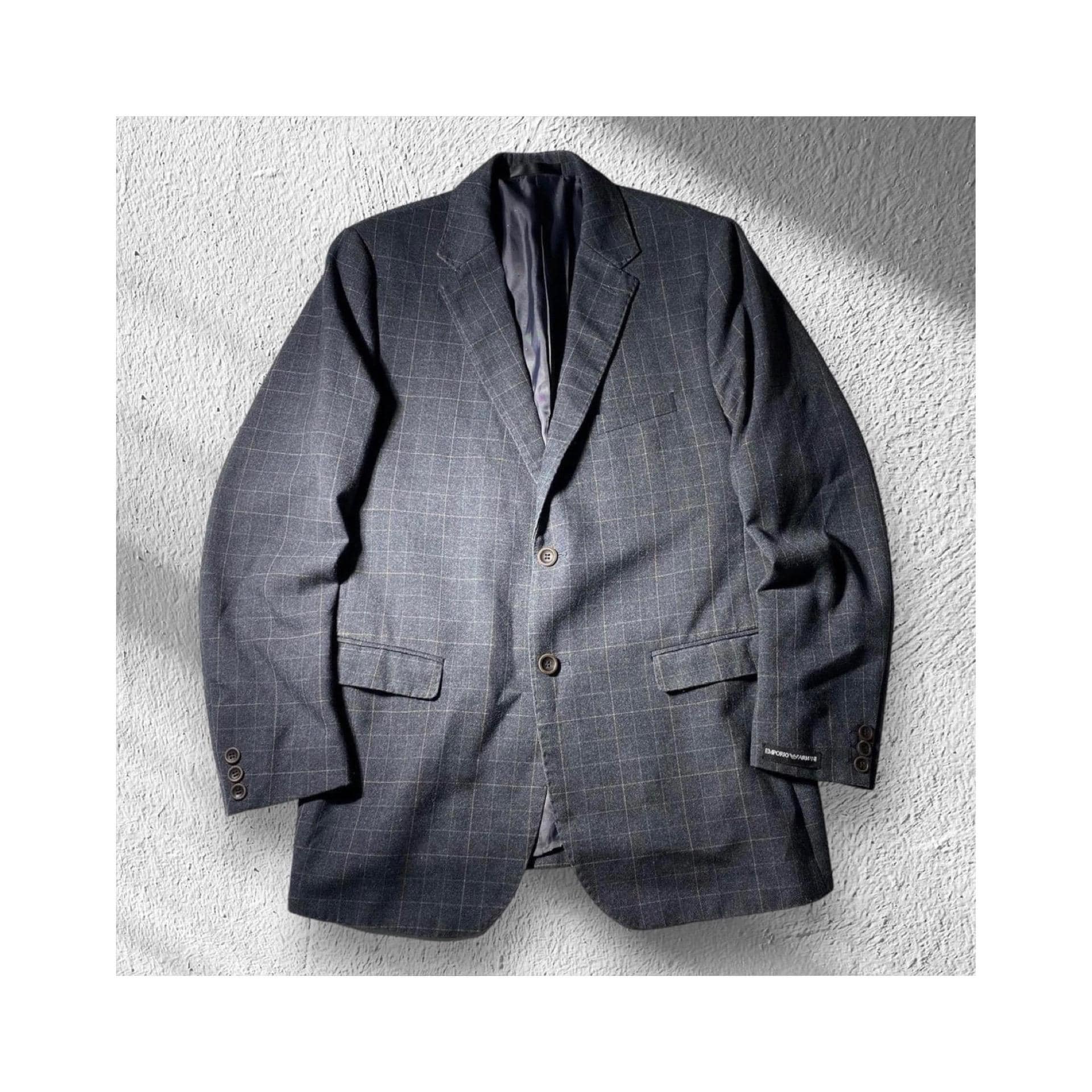 ジャケット・アウター 90s emporio armani collarless jacket 48 Used 90s Emporio Armani Corduroy Suit Jacket & Pants, Viscose Poly