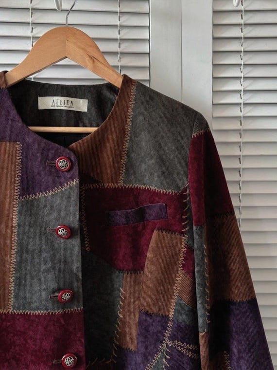 Vintage Velvet Patchwork Style Jacket - image 4