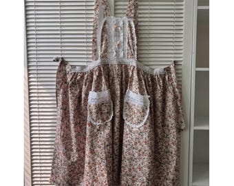 Floral Lace Apron with Pockets Cottagecore Kitchen Apron for Women Retro Farmhouse Cooking Baking Hostess Pinny Prairie Style