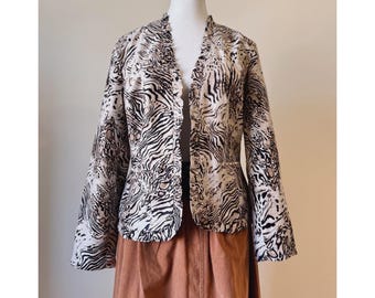 Chaqueta vintage con estampado animal 100 % seda de Chico’s