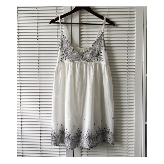 Embroidered Cotton Dress for Women 100% Soft Voile Cotton Sleeveless Dress  Black Floral Embroidery Boho Summer Sundress Streetwear Romantic