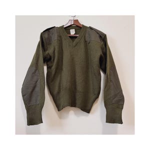 Original Italian Army Pullover Commando Jumper Green Wool V