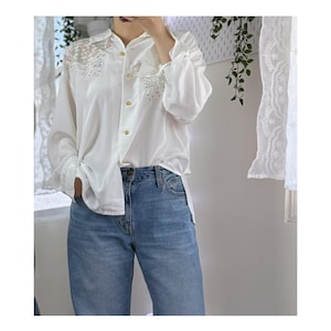 Embroidered Chess Print Blouse Japanese Vintage Button-Up Shirt Oversized Polyester Blouse Women Casual Workwear Spring Summer Statement