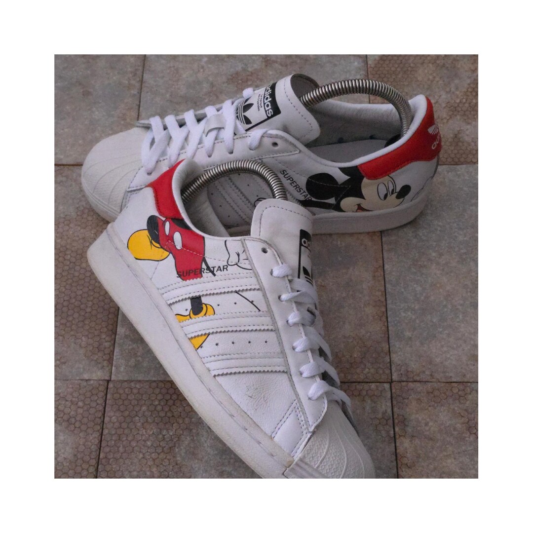 Adidas X Disney Mickey Mouse Superstar Sneakers  Women's 250mm - Etsy