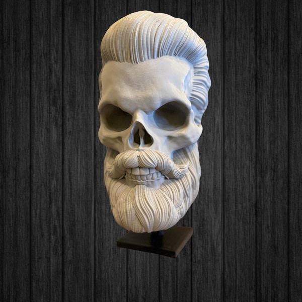 3D Printed Bearded Skull Display for Hats and Gaming Headsets & Headphones