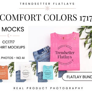 Comfort Colors 1717 Flatlay Mockup Bundle | CC1717 T-Shirt Flat lay Mockups | 1717 Mock-up Collection | Neutral Minimalist Aesthetic