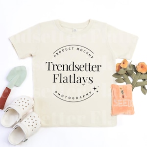 Rabbit Skins 3321 Natural Mockup | RS3321 Natural Toddler Tshirt Mockup | Tan Short Sleeve Flat Lay Mock-up | Toddler Tee Shirt |