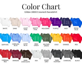 Gildan 500B  Gildan youth Jersey Color Chart // Etsy Color Chart // Tshirt Color Chart