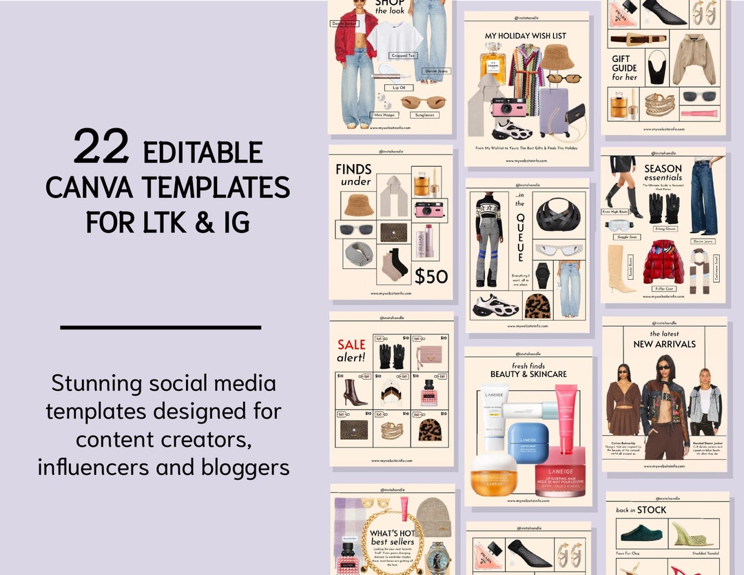 22 Editable Canva Templates for LTK & Social Media Content Creators and ...