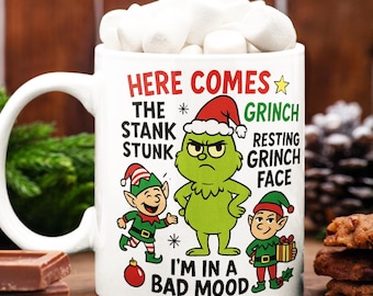 Tazza natalizia divertente Grinch – Design natalizio Stank Stunk