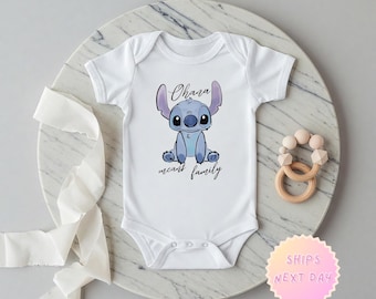 Ohana Stitch Baby Bodysuit, Family Graphic, Soft Cotton