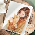 Custom Watercolor Portraits,Couple Portrait With Pet,Christmas Gift,Cat Portraits,Dog Portraits,Pet Memorial Art,Anniversary Gift for him
