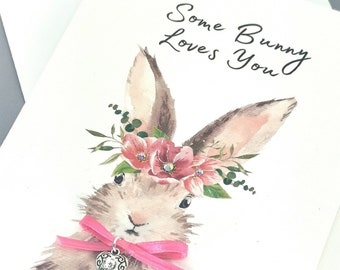 Some Bunny Loves You Card | Bunny Love Card | Bunny Card | Card for Wife | Card for Girlfriend | Card for Daughter | Card for granddaughter