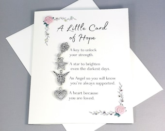 Card if Hope - Charm Hope Card  - encouragement Hope card - 3D card - Charm embellished card - Keepsake Hope card - Get well hope Card