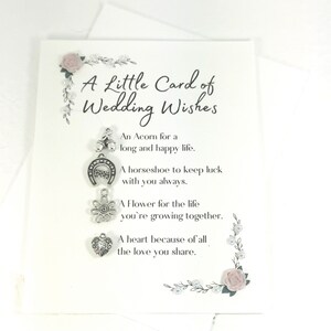 Hochzeit-Andenken Karte | Hochzeit Charm Andenken | Eine kleine Karte der Hochzeit wünscht Andenken Geschenk für Brautpaar | Edle Hochzeitskarte