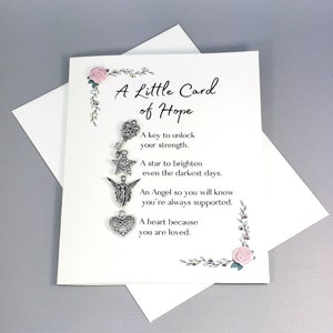 Karte wenn Hoffnung - Charm Hope Karte - Ermutigung Hope Karte - 3D Karte - Charm verschönert Karte - Andenken Hoffnung Karte - Gute Besserung Karte
