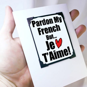Französische Karte. Je T'Aime Karte. Süße Jubiläums-Magnetkarte - Karten von Kat n Drew Cards. MT092