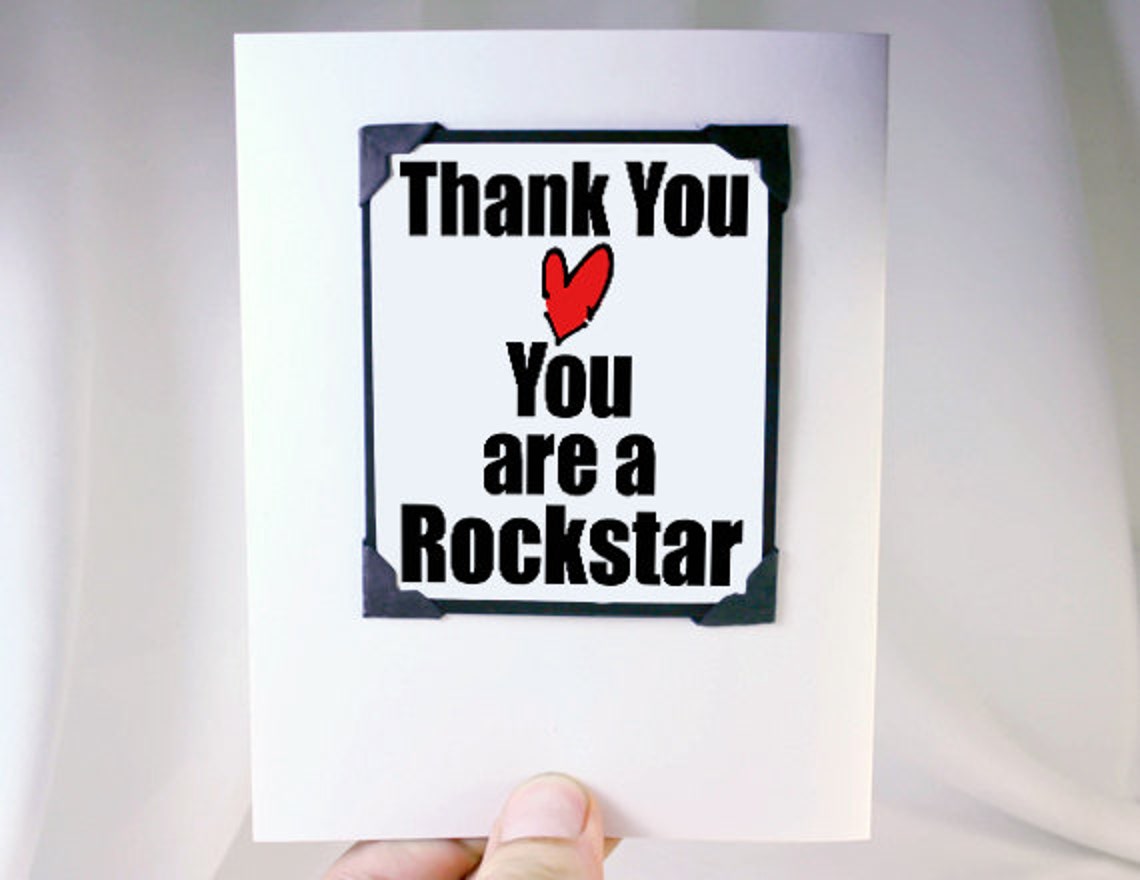 Thank You Card. Thank You Rock Star Card. Greeting Card. MT077