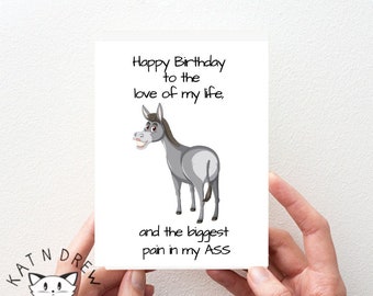 Funny birthday Card for him | Funny husband boyfriend Birthday card | Happy Birthday to the love of my life and the biggest pain in my ass