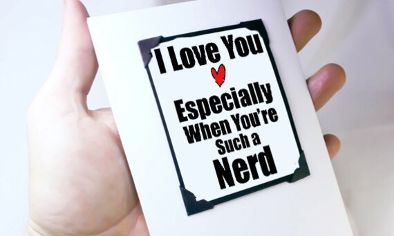 Items similar to Nerd Love You Card. Greeting Card. Geeky I Love You ...
