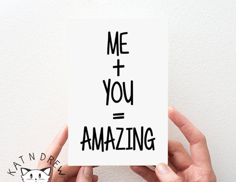 Me Boyfriend Card Valentines Card PGC020 Girlfriend Card Love Card You = Amazing Card