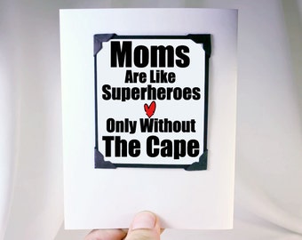 Mothers Birthday Card. Love You Mom Card. Mom is a Superhero Card and Magnet.Kat n Drew Magnet Cards. MT098