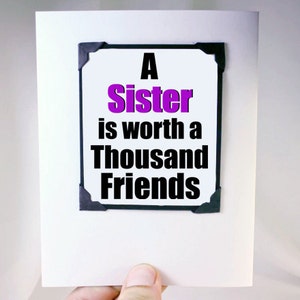 Sister Birthday Card. Cute Birthday Card for Sister. Best Friend Sister Card. MT094