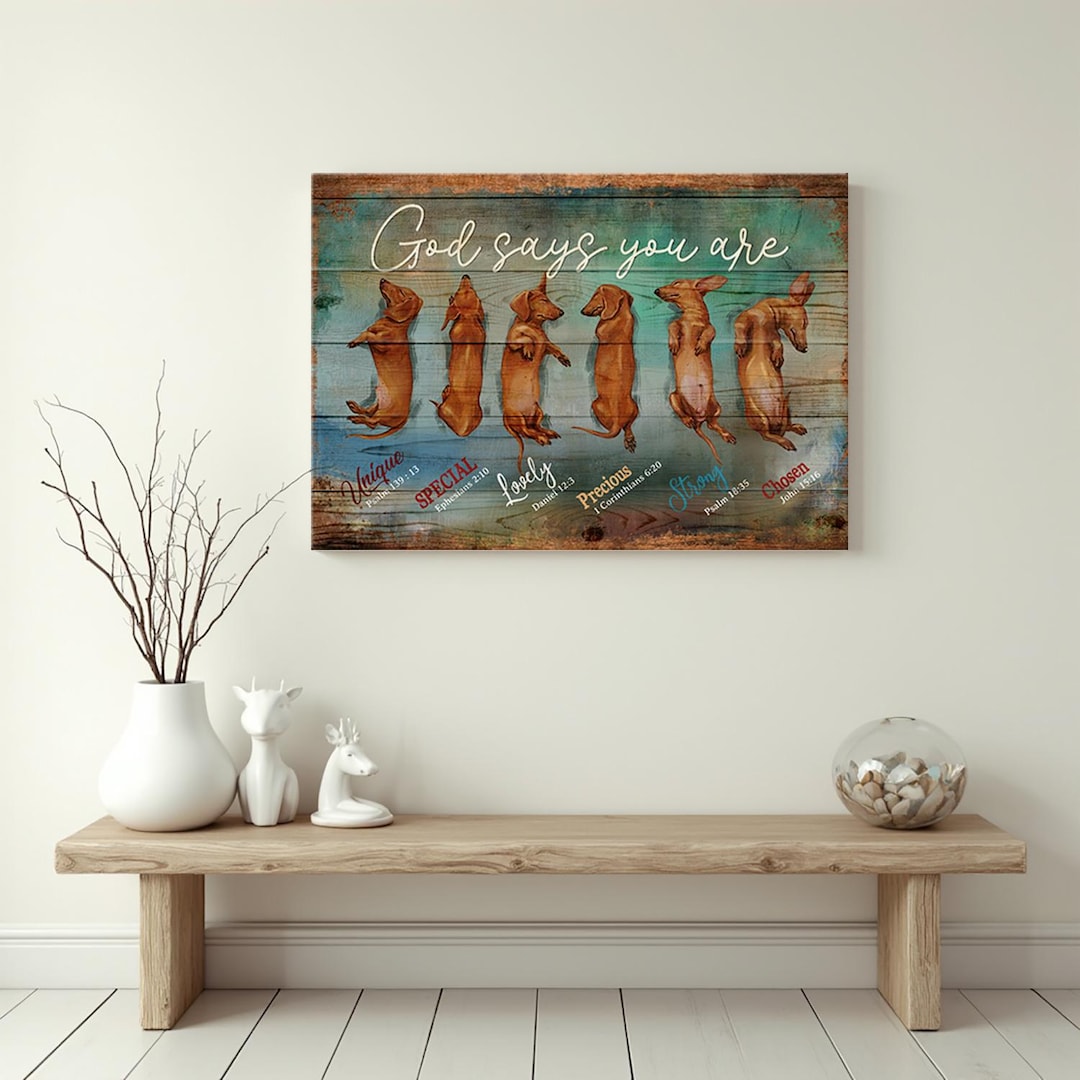 God Says You Are Dachshund Wall Art, Sleeping Dog Canvas Print With ...