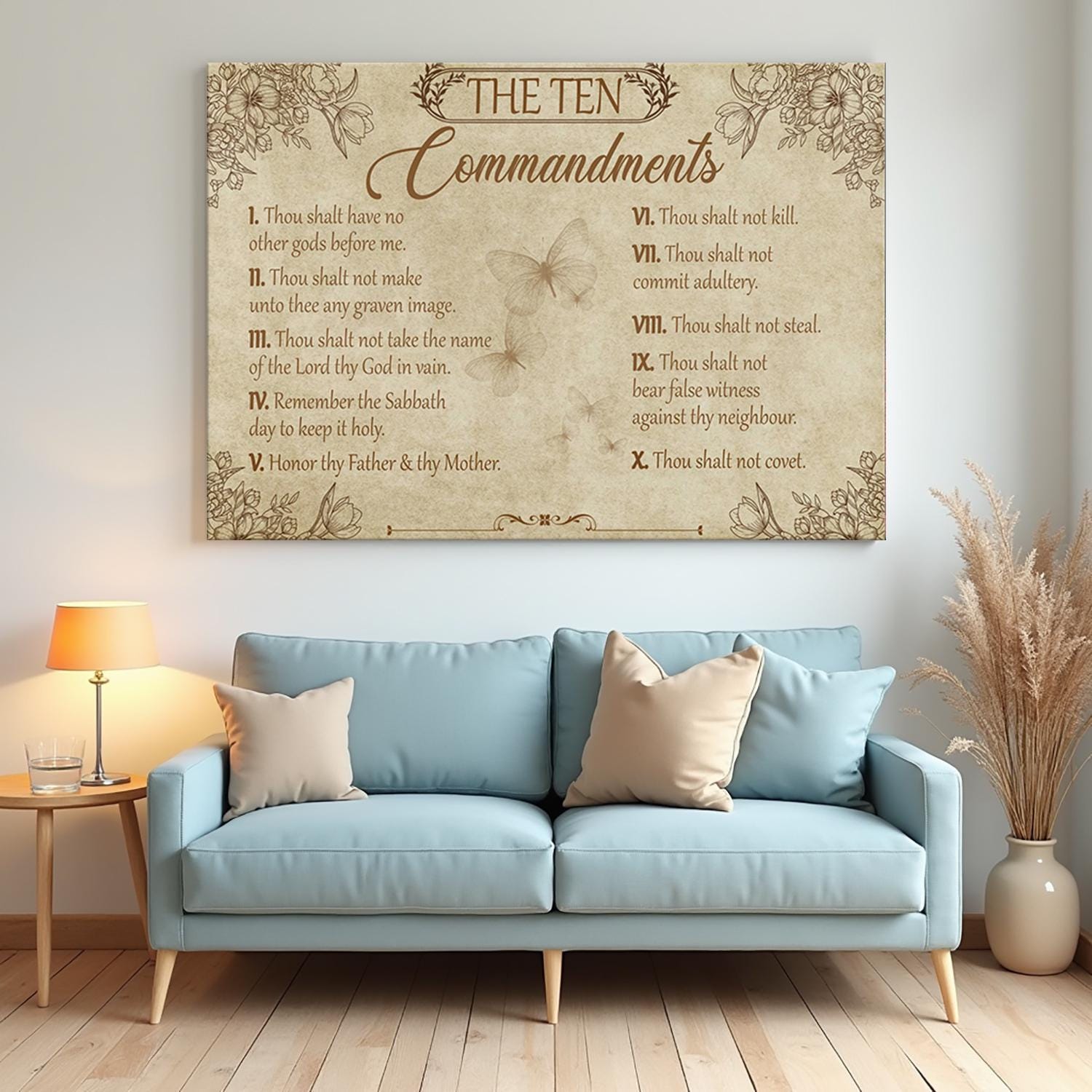 Ten Commandments Scripture Drawing The Ten Commandments Scripture Wall Art, Bible Verse Christian Canvas ...
