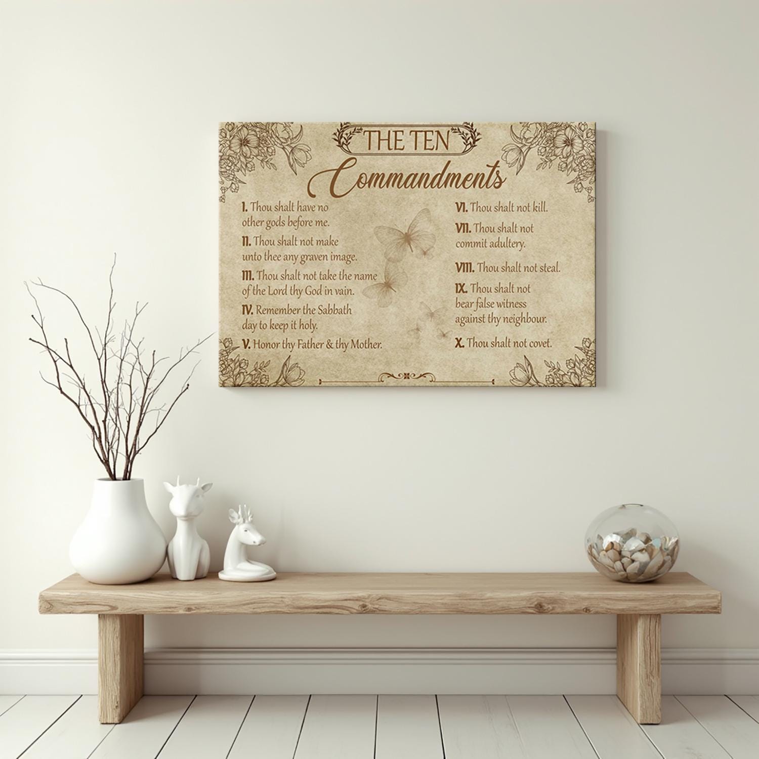 Ten Commandments Scripture Drawing The Ten Commandments Scripture Wall Art, Bible Verse Christian Canvas ...