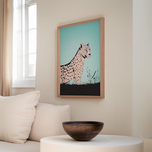 Trendige Geparden Drucke & Poster, Kunstwerk, Geparden Silhouette, Wohnzimmer, Schlafzimmer Druck, Illustration, druckbare Wandkunst, Digitaldrucke